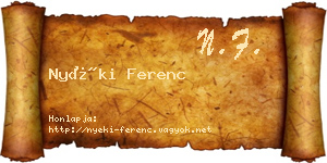 Nyéki Ferenc névjegykártya