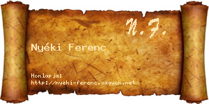 Nyéki Ferenc névjegykártya